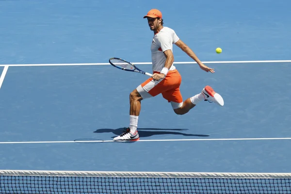 Giocatore professionista di tennis Feliciano Lopez di Spagna in azione durante la sua partita di terzo turno agli Australian Open 2016 — Foto Stock