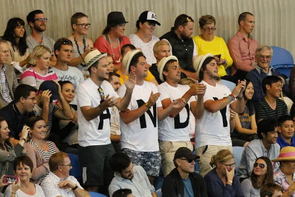 Il team di supporto di Andy Murray alla Rod Laver Arena durante la partita del quarto turno dell'Australian Open 2016 — Foto Stock