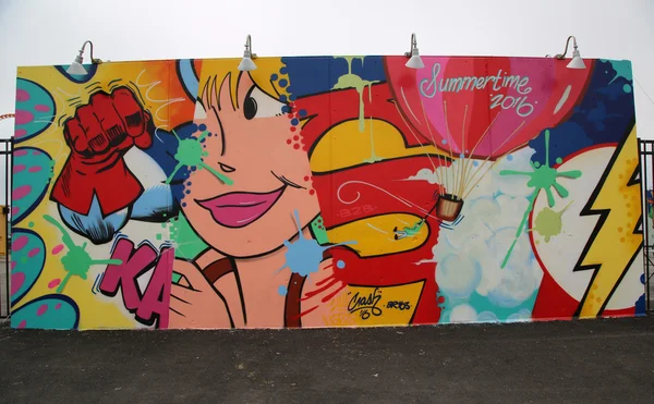 Mural art at new street art attraction Coney Art Walls at Coney Island section in Brooklyn — Stock Photo, Image