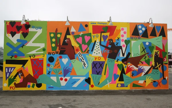 Mural art at new street art attraction Coney Art Walls at Coney Island section in Brooklyn — Stock Photo, Image