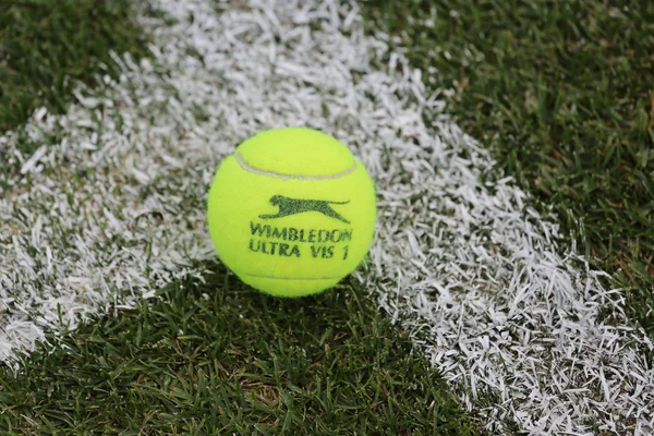· 施莱辛格温布尔登网球球对草地网球场 — 图库照片