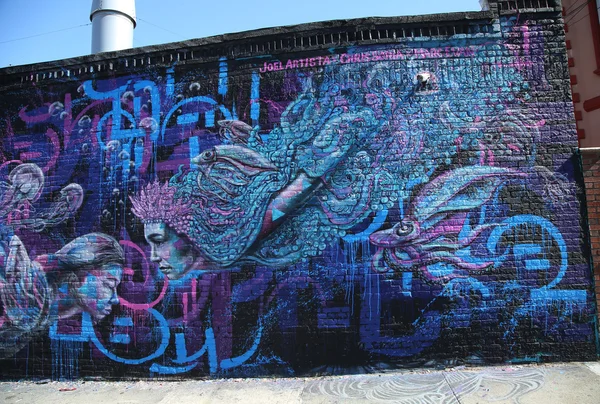 Murale na dworze Wellington w sekcji Astoria w Queens — Zdjęcie stockowe