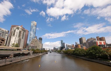 Melbourne manzarası ve Yarra Nehri Panoraması