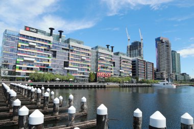 Melbourne şehir yat limanında Docklands Waterfront City, Melbourne, Avustralya
