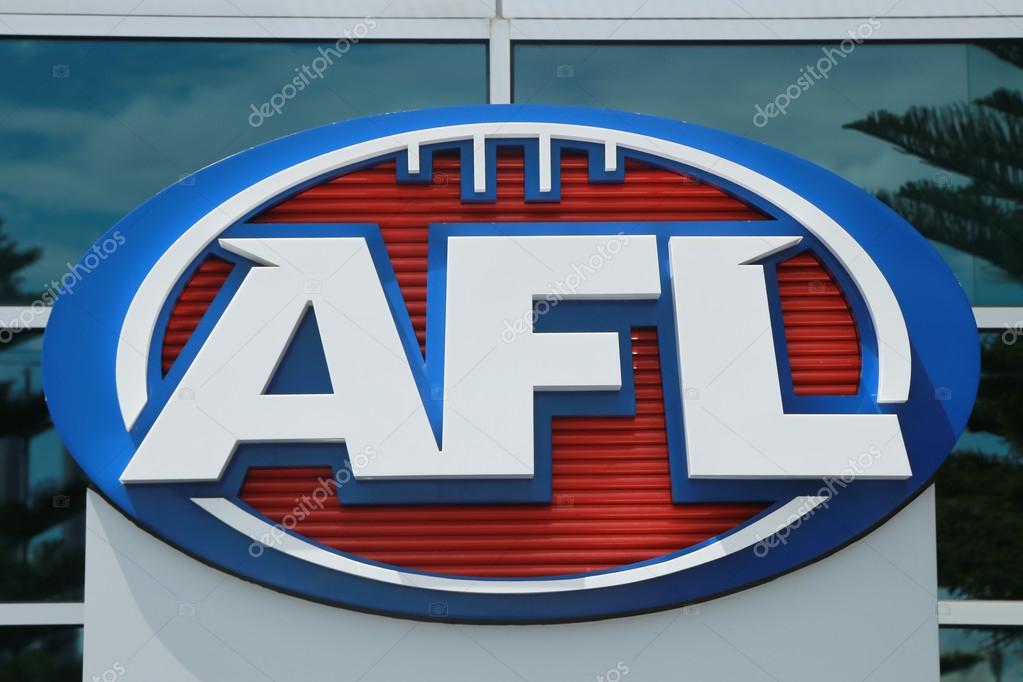 MELBOURNE, AUSTRALIA - JANUARY 31, 2016: Australian Football League logo at Etihad Stadium in the Docklands,  Melbourne. AFL is the professional competition in the sport of Australian rules football