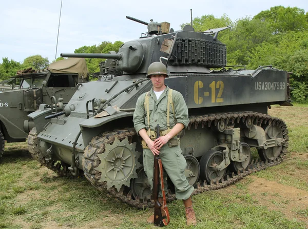 World War II Encampment participant in World War II American Army uniform — Stock Photo, Image