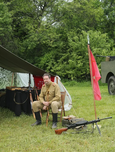 World War II Encampment participant in World War II Red Army uniform — Stock Photo, Image