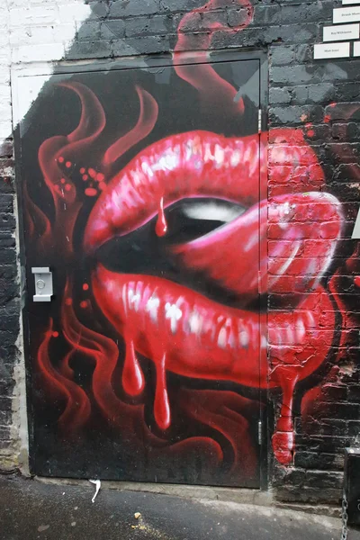 Wandmalerei in der AC / DC Lane in Melbourne. — Stockfoto