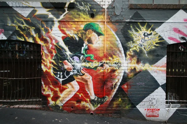 Arte mural na pista AC / DC em Melbourne . — Fotografia de Stock