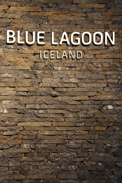 Skylt på den berömda Blue Lagoon geotermiska Spa på Island — Stockfoto