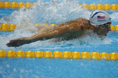Olimpiyat şampiyonu ABD'li Michael Phelps, Rio 2016 Olimpiyat Oyunları'nda Erkekler 200 metre kelebekte yüzme 