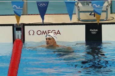 Rio 2016 Olimpiyat Oyunları Erkekler 200 m bireysel karışık bayrak yarışının ardından ABD Olimpiyat şampiyonu Ryan Lochte