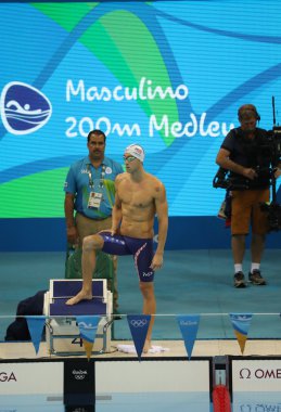 Olympic champion Michael Phelps of United States before the Men's 200m individual medley of the Rio 2016 Olympic Games  clipart