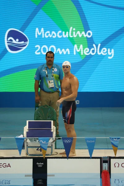 Campeón olímpico Ryan Lochte de Estados Unidos antes de los 200 metros de relevo medley individual masculino de los Juegos Olímpicos de Río 2016 — Foto de Stock