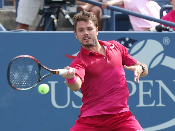 Grand Slam şampiyonluğu Stanislas Wawrinka İsviçre'nin bize açık 2016 onun yuvarlak dört maç sırasında eylem: — Stok fotoğraf