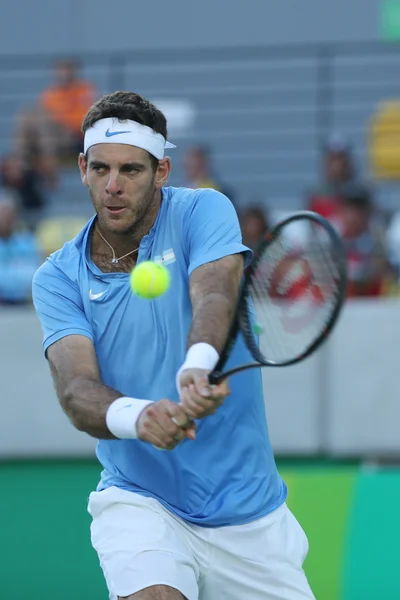 Campeón del Grand Slam Juan Martin Del Porto de Argentina en acción durante la semifinal individual masculina de los Juegos Olímpicos de Río 2016 — Foto de Stock