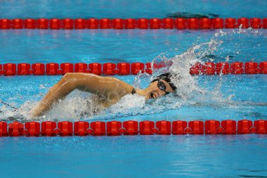Olimpiyat şampiyonu ABD'li Katie Ledecky, Rio 2016 Olimpiyat Oyunları'nda Bayanlar 800 metre serbest te yarışıyor 