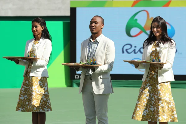 Čtyřhra-prohry pro čtyřhrannou medaili u Maria Esther Bueno Court na olympijských hrách Rio 2016 — Stock fotografie