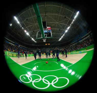 Grup A basketbol match Team Usa ve Avustralya Rio 2016 Olimpiyat oyunları arasında takım Amerika Birleşik Devletleri hazırlar