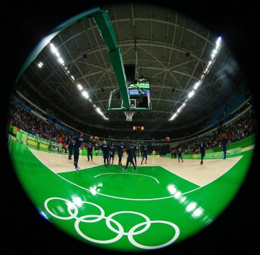 Grup A basketbol match Team Usa ve Avustralya Rio 2016 Olimpiyat oyunları arasında takım Amerika Birleşik Devletleri hazırlar