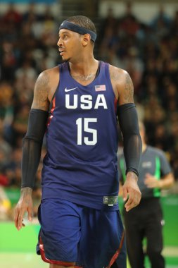 Olympic champion Carmelo Anthony of Team USA in action at group A basketball match between Team USA and Australia  clipart