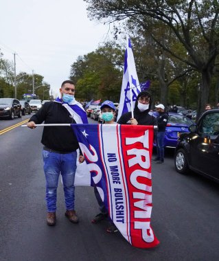 BrooKLYN, NEW YORK - 25 Ekim 2020: Başkan Trump destekçileri New York 'ta düzenlenen Trump 2020 mitingine katıldılar