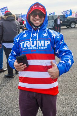 BROOKLYN, NEW YORK - 1 Kasım 2020: Başkan Trump destekçileri Brooklyn, New York 'ta düzenlenen 2020 Ulusal Trump Günü mitingine katıldı