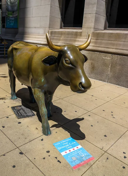 Chicago Illinois Μαΐου 2019 Χάλκινη Αγελάδα Για Τον Εορτασμό Της — Φωτογραφία Αρχείου