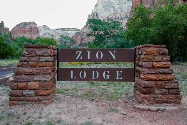 Wrzesień Utah Wrzesień 2014 Znak Zion Lodge Parku Narodowym Syjon — Zdjęcie stockowe