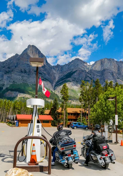 Banff Canada Června 2014 Motorkáři Národním Parku Banff Národní Park — Stock fotografie