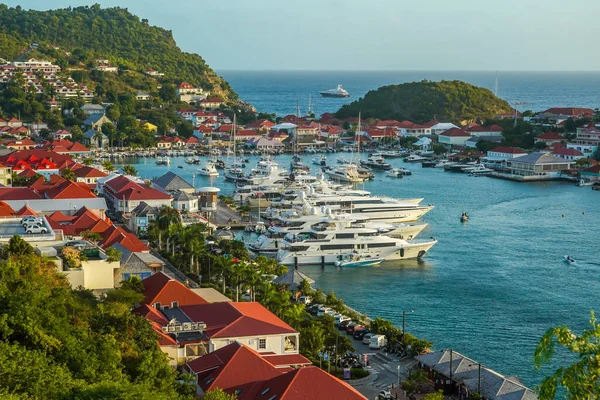 Aerial View Gustavia Harbor Barts French West Indies Island Popular — Stock Photo, Image