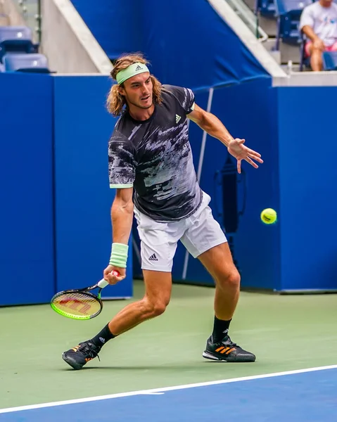 New York Sierpnia 2019 Profesjonalny Tenisista Stefanos Tsitsipas Grecji Akcji — Zdjęcie stockowe