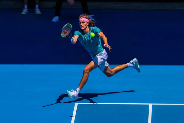 Melbourne Österrike Januari 2019 Professionell Tennisspelare Stefanos Tsitsipas Grekland Aktion — Stockfoto