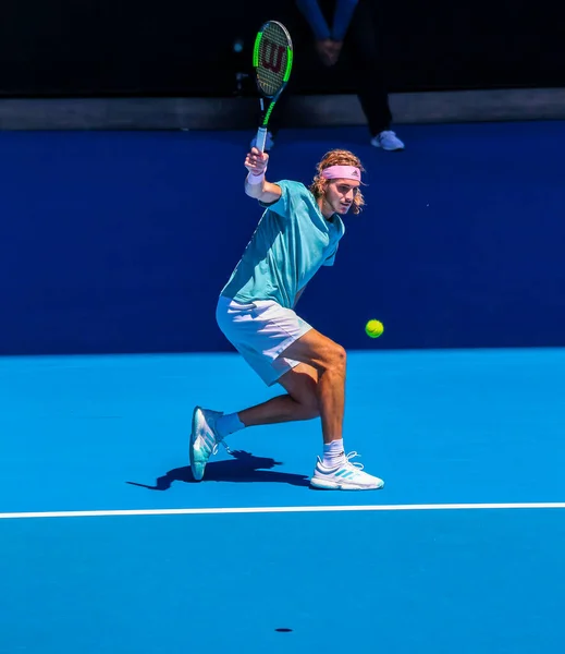 Melbourne Austrália Janeiro 2019 Jogador Profissional Tênis Stefanos Tsitsipas Grécia — Fotografia de Stock