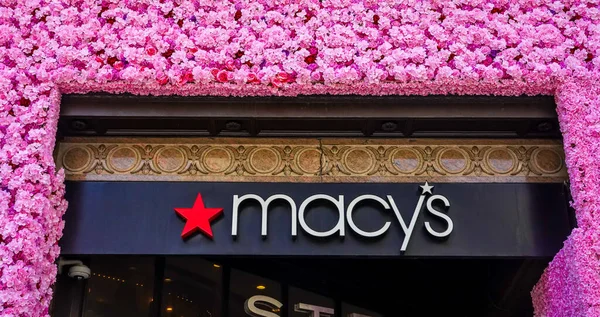 New York May 2021 Entrance Sign Macy Herald Square Famous — Stock Photo, Image