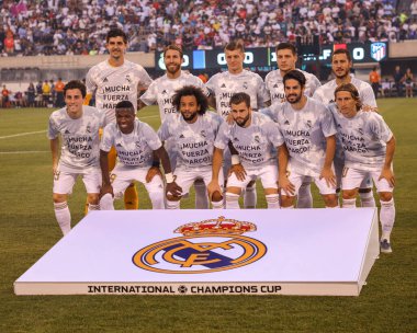 Doğu RUTHERFORD, NJ - 26 Temmuz 2019: MetLife Stadyumu 'nda oynanan 2019 Uluslararası Şampiyonlar Kupası karşılaşmasında Real Madrid ile karşılaştı. Real Madrid 3-7 yenildi 