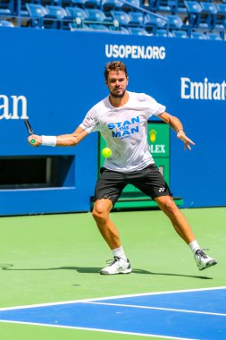 NEW YORK - 22 AĞUSTOS 2018: İsviçre Grand Slam Şampiyonu Stanislas Wawrinka Billie Jean King Ulusal Tenis Merkezi 'nde 2018 ABD Açık 