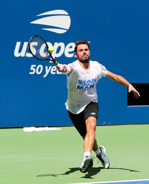 2018年8月22日 瑞士大满贯冠军斯坦尼斯拉斯 沃林卡 Stanislas Wawrinka 在比利 金国家网球中心 Billie Jean King — 图库照片