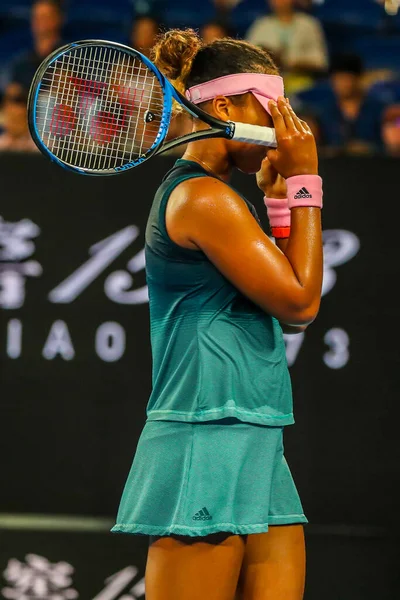 MELBOURNE, AUSTRALYA - 24 Ocak 2019: Grand Slam şampiyonu Japon Naomi Osaka, Melbourne Park 'taki 2019 Avustralya Açık' ta oynanan yarı final karşılaşmasında 