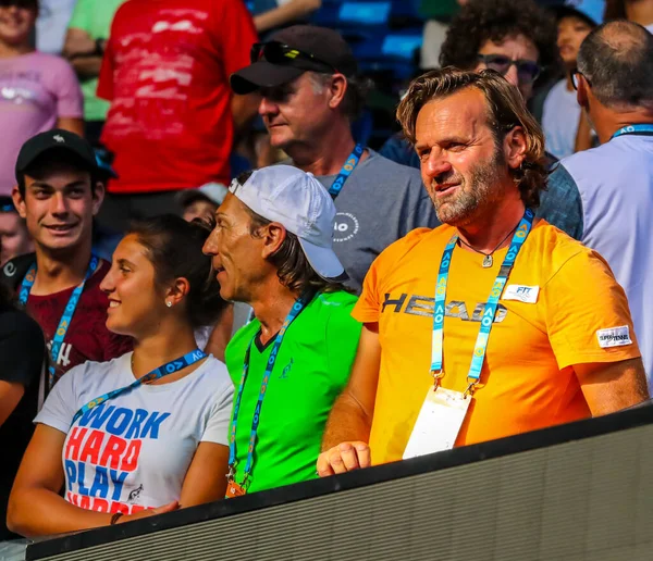 Melbourne Austrália Janeiro 2019 Lorenzo Musetti Treinador Simone Tartarini Campeão — Fotografia de Stock