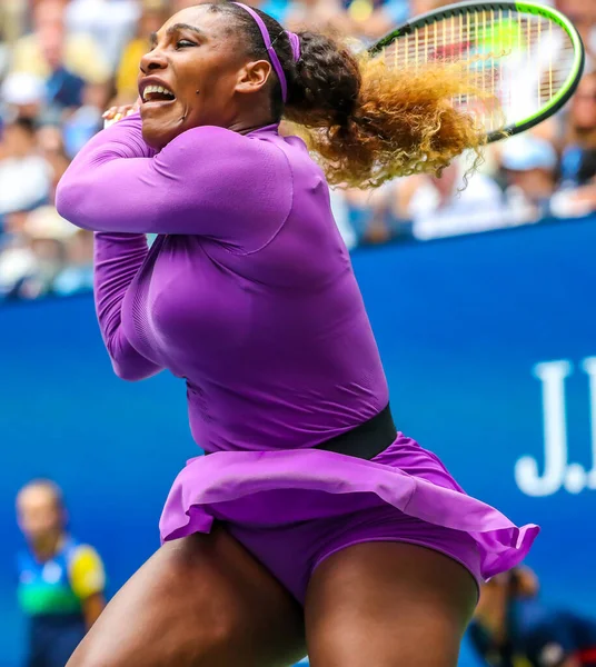 Nowość York Wrzesień 2019 Mistrzyni Wielkiego Szlema Serena Williams Akcji — Zdjęcie stockowe