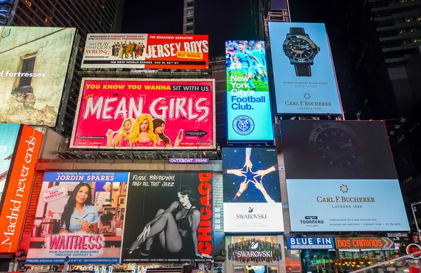 New York October 2019 Broadway Signs Manhattan Prominent Theater Houses — Stock Photo, Image