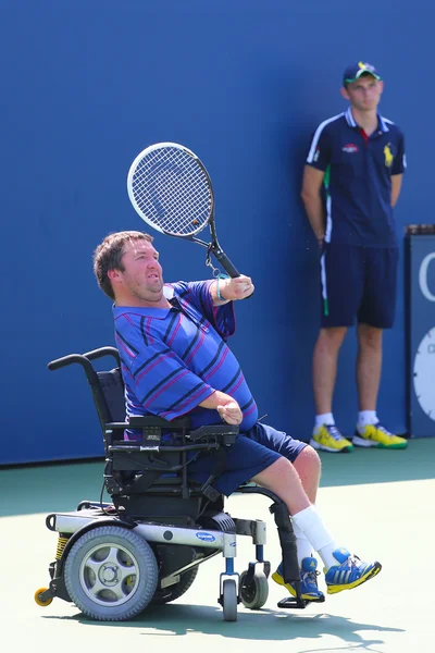 Tennisspeler nicholas taylor van Verenigde Staten tijdens ons open 2014 rolstoel quad singles match — Stockfoto