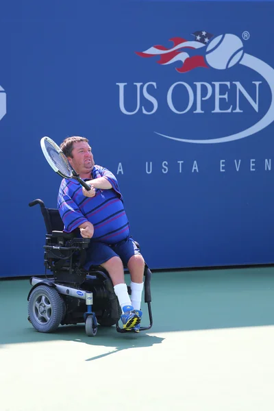 Joueur de tennis Nicholas Taylor des États-Unis lors de US Open 2014 quad en fauteuil roulant simple match — Photo