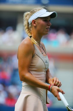 Profesyonel tenisçi Caroline Wozniacki bize açık 2014 sırasında üçüncü tur maç
