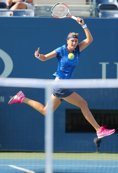 Die zweimalige Grand-Slam-Siegerin Petra Kvitova bei unserem Erstrundenmatch 2014 gegen Kristina Mladenovic — Stockfoto