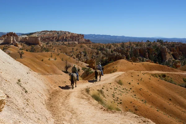 Toeristen paardrijden op paard proces in Bryce Canyon National Park in Utah — Stockfoto