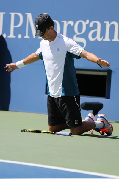 Mike Bryan, champion du Grand Chelem, lors du match double en demi-finale de l'US Open 2014 au Billie Jean King National Tennis Center — Photo