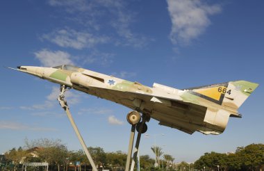 İsrail Hava Kuvvetleri Kfir C2 savaş uçağı Beer Sheva Rating çemberde üzerinde