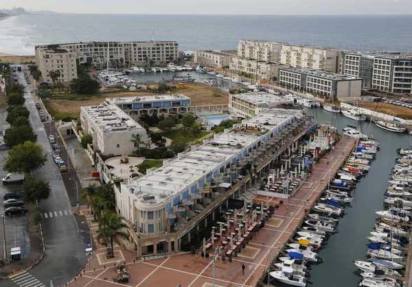 Herzliya Marina, İsrail havadan görünümü — Stok fotoğraf